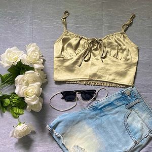 Pastel Green Crop-top with Cinched back